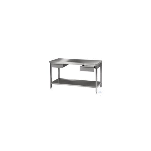 Laboratory worktable (2) 18/10 steel, 1500x750x900mm
