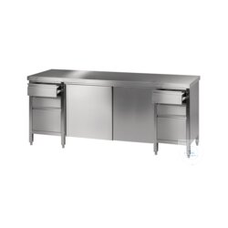 Laboratory worktable (5) 18/10 steel, 2100x750x900mm