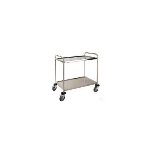 Laboratory transport trolley, 18/10 steel, 2, shelves