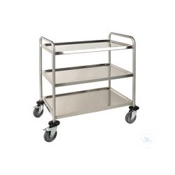 Laboratory trolley, 18/10 steel, 3, shelves