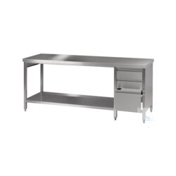 Labor Arbeitstisch (3) 18/10 Stahl, 2500x750x900mm