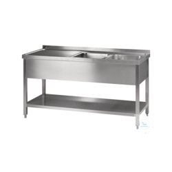 Sink unit w. shelf right 18/10 steel, drain 1,5 inch