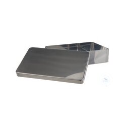 Instrument tray w. lid, 18/10, steel, 215x100x50mm
