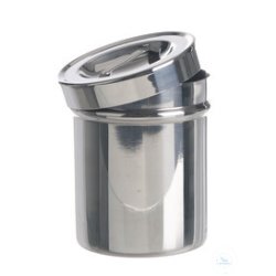 Tin with lid 18/10 steel, DxH=124x130mm