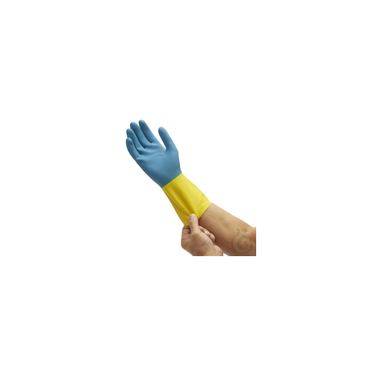 PPE category 3 protection Hand specific yellow and blue gloves