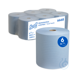 High capacity, blue, 1-ply roll towels. Perfect for high...