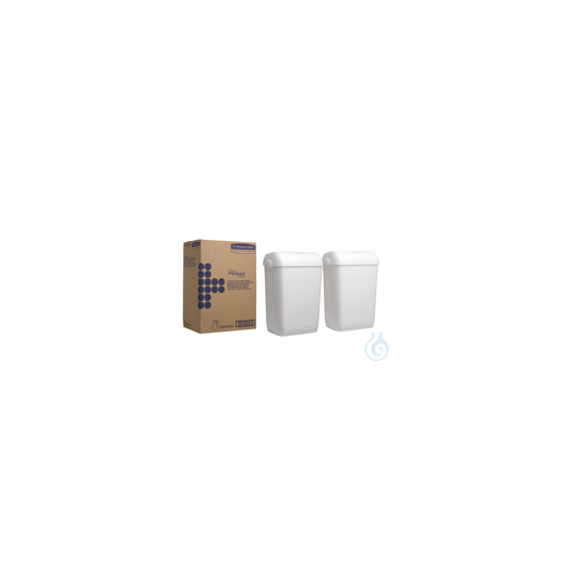 2 x White plastic waste bin with a capacity of 43 l. Ideal for