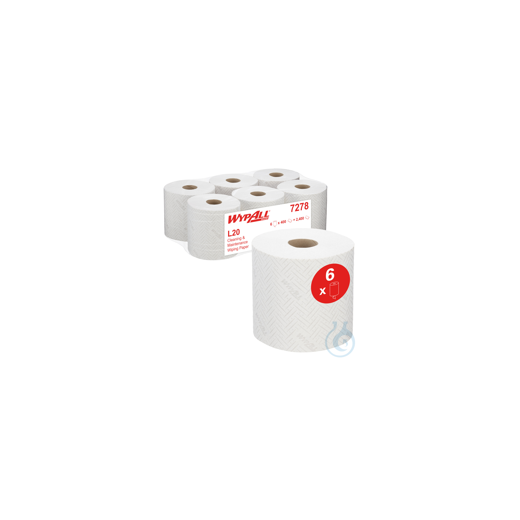 WypAll® L20 paper rolls with central removal for more demanding cleaning and maintenance.