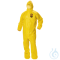 A silicone-free, antistatic disposable protective suit in yellow for high visibility