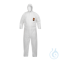Disposable protective suits with hood and storm flap for respirator. Issued.