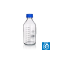 Laboratory thread bottle GL45, with PP cap and ring (blue), clear, 100ml, 10pcs. The
