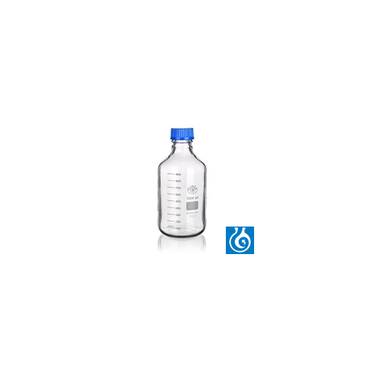 Pressure laboratory bottle GL45, with PP cap and ring (blue), clear, 2000ml, 10 pc. The