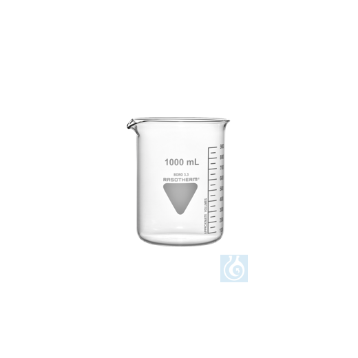Rasotherm® Becherglas niedrige Form mit Ausguss, (Boro 3.3), 50 ml mit Skalierung, hitzebeständig