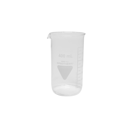 Rasotherm® Becherglas hohe Form mit Ausguss, (Boro 3.3), 400 ml mit Skalierung,