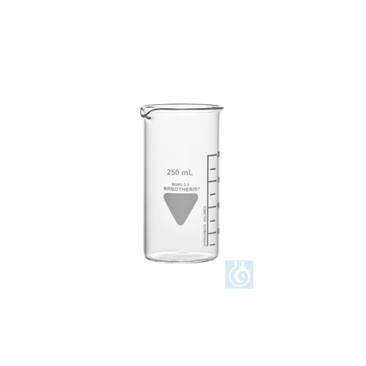 Rasotherm® Becherglas hohe Form mit Ausguss, (Boro 3.3), 800 ml mit Skalierung, hitzebeständig