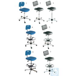 neoLab® cleanroom chair PU foam blue, height adj....