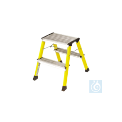 neoLab® rolling step stool yellow, double step 2 x 2...
