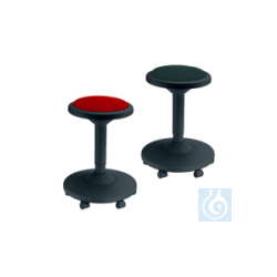 neoLab® stool black with red seat cushion, 6 castors