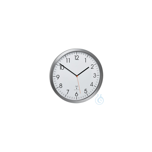 neoLab® Wall clock with quartz movement, 30 cm Ø, brushed aluminum