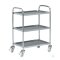 Stainless steel trolley with 4 swivel castors Ø 125 mm and 3 shelves