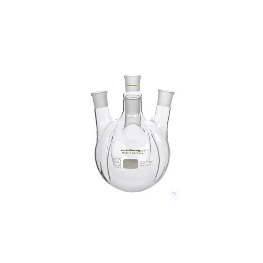 4-neck flask, 4000 ml, with 4 baffles, MH NS 29, SH 3x NS 29, oblique