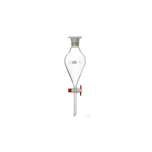 separating funnel, 250 ml, BF, ungrad. , PTFE plug NS 14.5/4 mm,