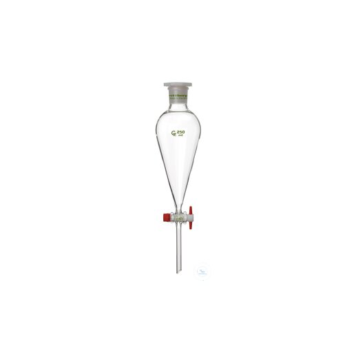 Scheidetrichter, 250 ml, Squibb, ungrad., PTFE-Küken NS 14,5/4 mm,