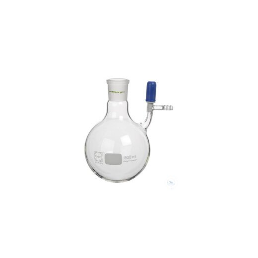 Schlenkkolben, 100 ml, Hülse NS 14,5/23, seitl. PTFE-Ventil 0 - 3 mm, Olive 8 mm