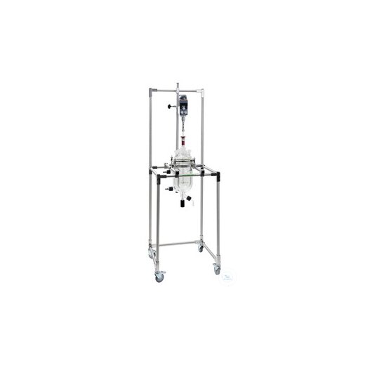Mobile rack for reaction vessels up to 6 litres, with flange holder