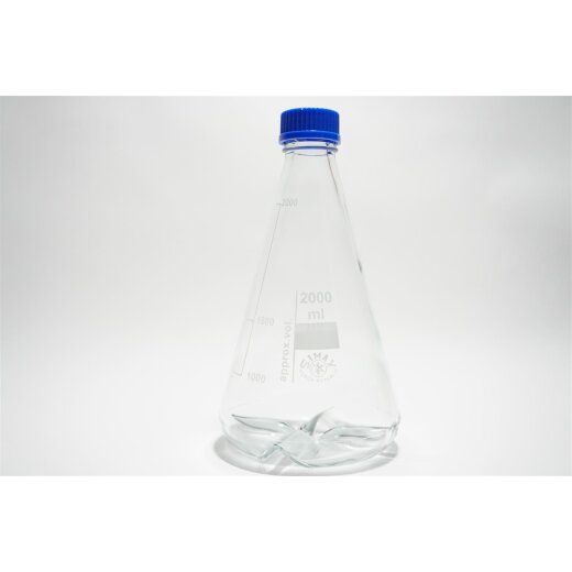 Erlenmeyerkolben mit Schikane 2000mL  hitzebeständig Deckel GL45