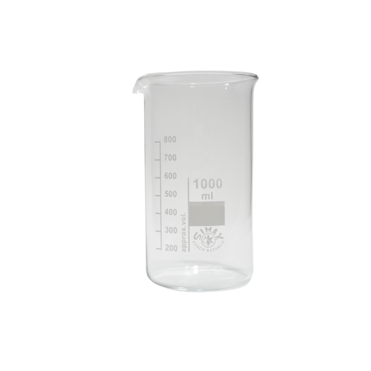 1,000 ml Tall Form Beaker, Borosilicate Glass 3.3, with Spout and Graduation, Pack of 10