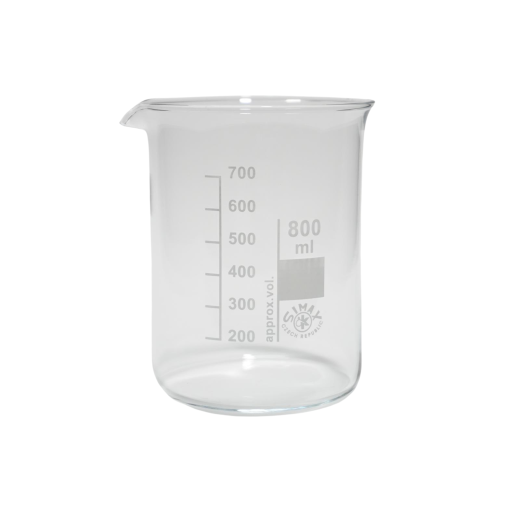 800 ml Low Form Beaker, Borosilicate Glass 3.3, with Spout and Graduation, Pack of 10