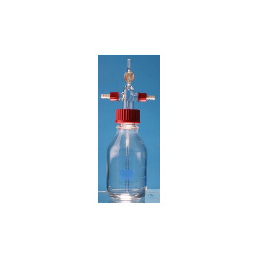 Safety gas wash bottle 500 ml with pressure / ventilation tap