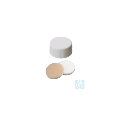 neochrom® screw caps ND24 white closed, silicone natural/PTFE beige, 100 p