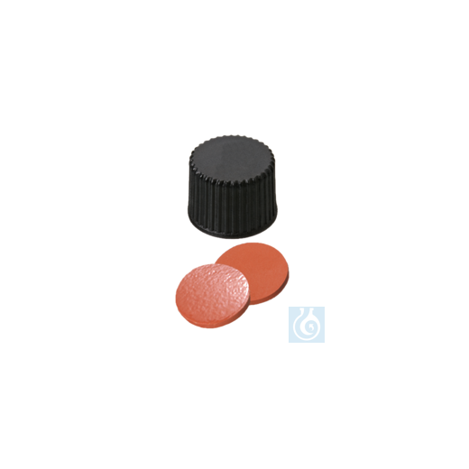neochrom® screw caps ND15 closed, butyl red/PTFE grey, 100 pcs.