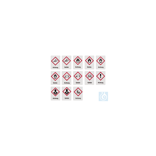 Hazard symbols GHS02 Flammable+Hazard, paper 26 x 37 mm, 1