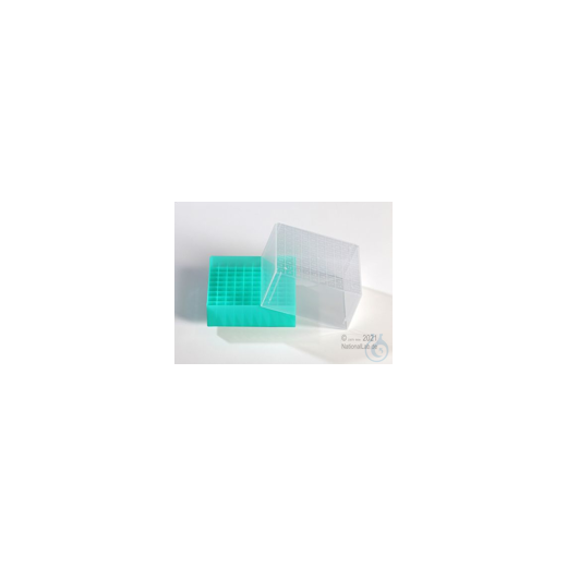 EPPi® Cryobox 5.0 / 10x10 compartments, green, height 94 mm fixed, with coding, PP.