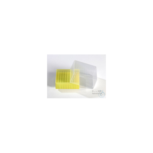EPPi® cryobox 5.0 / 10x10 compartments, yellow, height 94 mm fixed, with coding, PP.