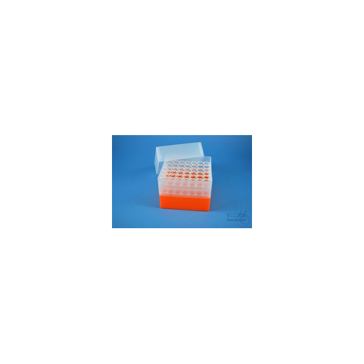 EPPi® Box 128 / 7x7 holes, neon orange, height 128 mm fixed, alpha-num. coding,