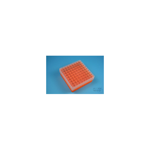 EPPi® Box 50 / 9x9 compartments, neon orange, height 52 mm fixed, num. Coding, PP.