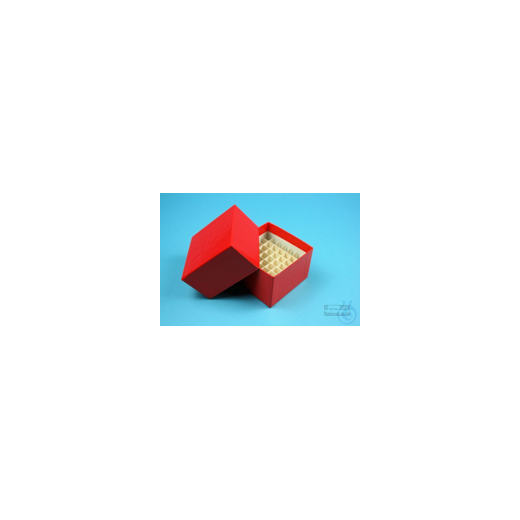 NANU Box 50 / 5x5 compartments, red, height 50 mm, cardboard standard.