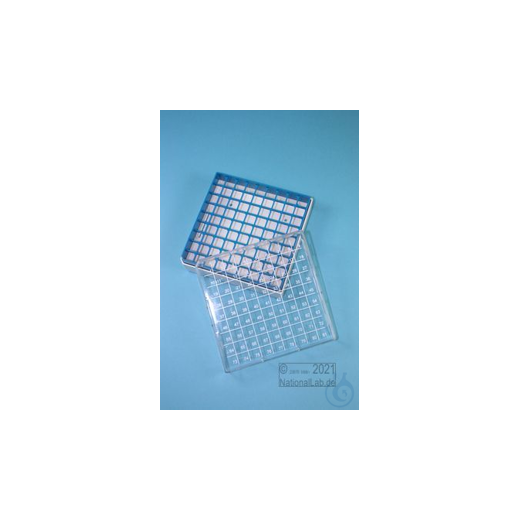 Kryo Box 81 / 9x9 compartments, blue, height 52 mm fixed, num. Coding, PC.