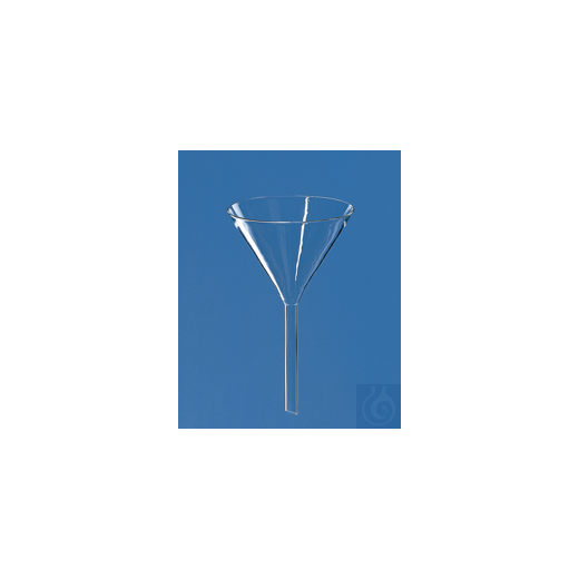 Trichter, kurzer Stiel, Boro 3.3 A.-D. 70 mm St.A.-D. 8 mm St.L. 70 mm