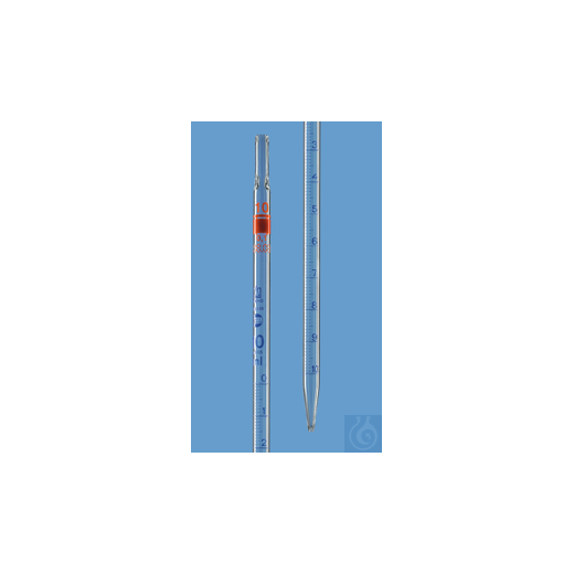 Messpipette BB AS Typ 1 0-Pkt.oben AR-Gl 10 ml:0,1 ml teilw.Abl. DE-M Wattest.