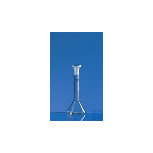 Volumetric flask trapez. BLAUBRAND Kl.A DE-M 5 ml, Boro 3.3, NS 7/16, PP stopper