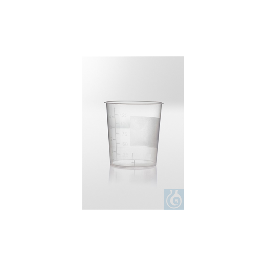 Urine beaker, non-sterile, graduated, 125 ml PP without lid (pack = 1000 pcs)