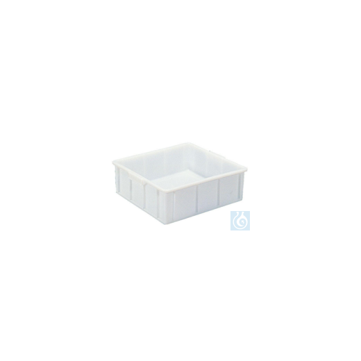 Stackable storage containers 20 litres, HDPE, W x D = 480 x 410 x high 140 mm.