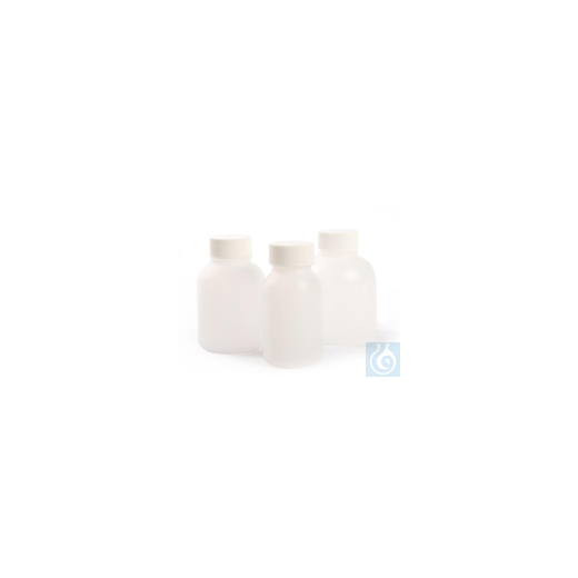 Round bottles 150 ml, HDPE, with screw cap, Ø 60 x H 97 mm, open. 29 m