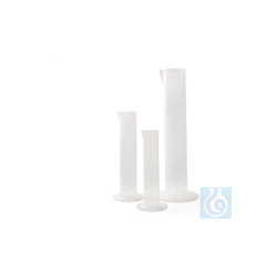 Graduated cylinder 50 ml in PP, low form with raised scale