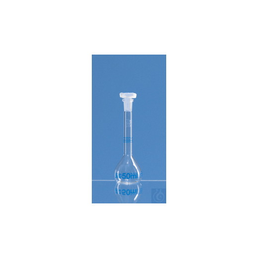 Volumetric flask with 3 marks, DAkks-kal. BB A NS 12/21 PP-St., for dispensette 50 ml